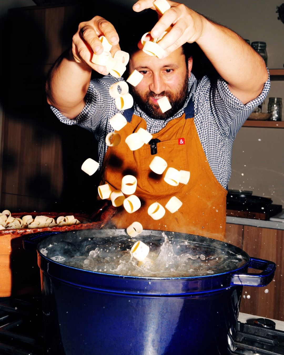 A studio food shot with a frozen splash.
